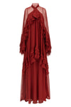 the long alberta ferretti dress in pure silk chiffon stands out for a fluid silh