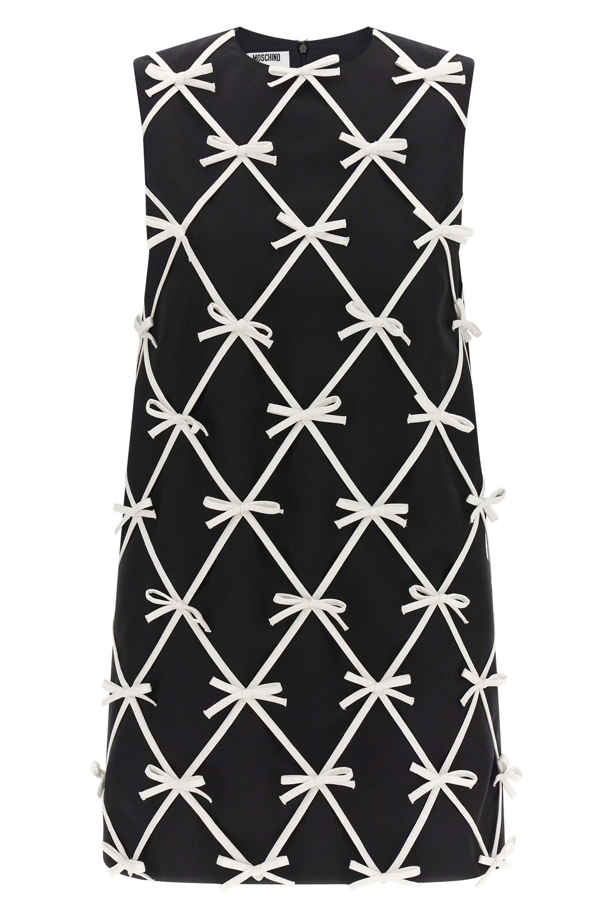 moschinos mini dress redefines the trapezoid silhouette through a sartorial con