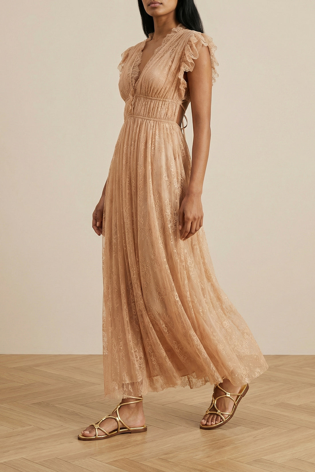 ALBERTA FERRETTI 40 long lace dress