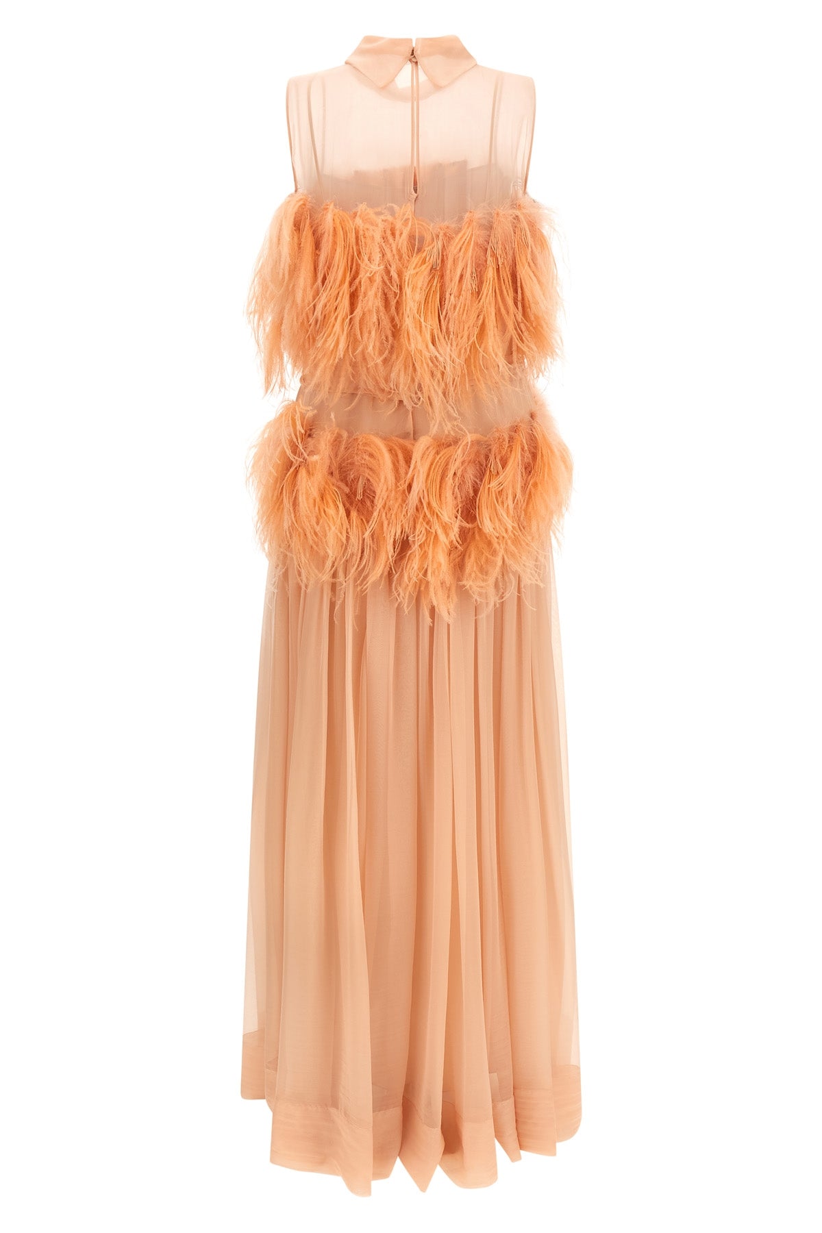 the long alberta ferretti dress in pure silk stands out for its fluid and impalp