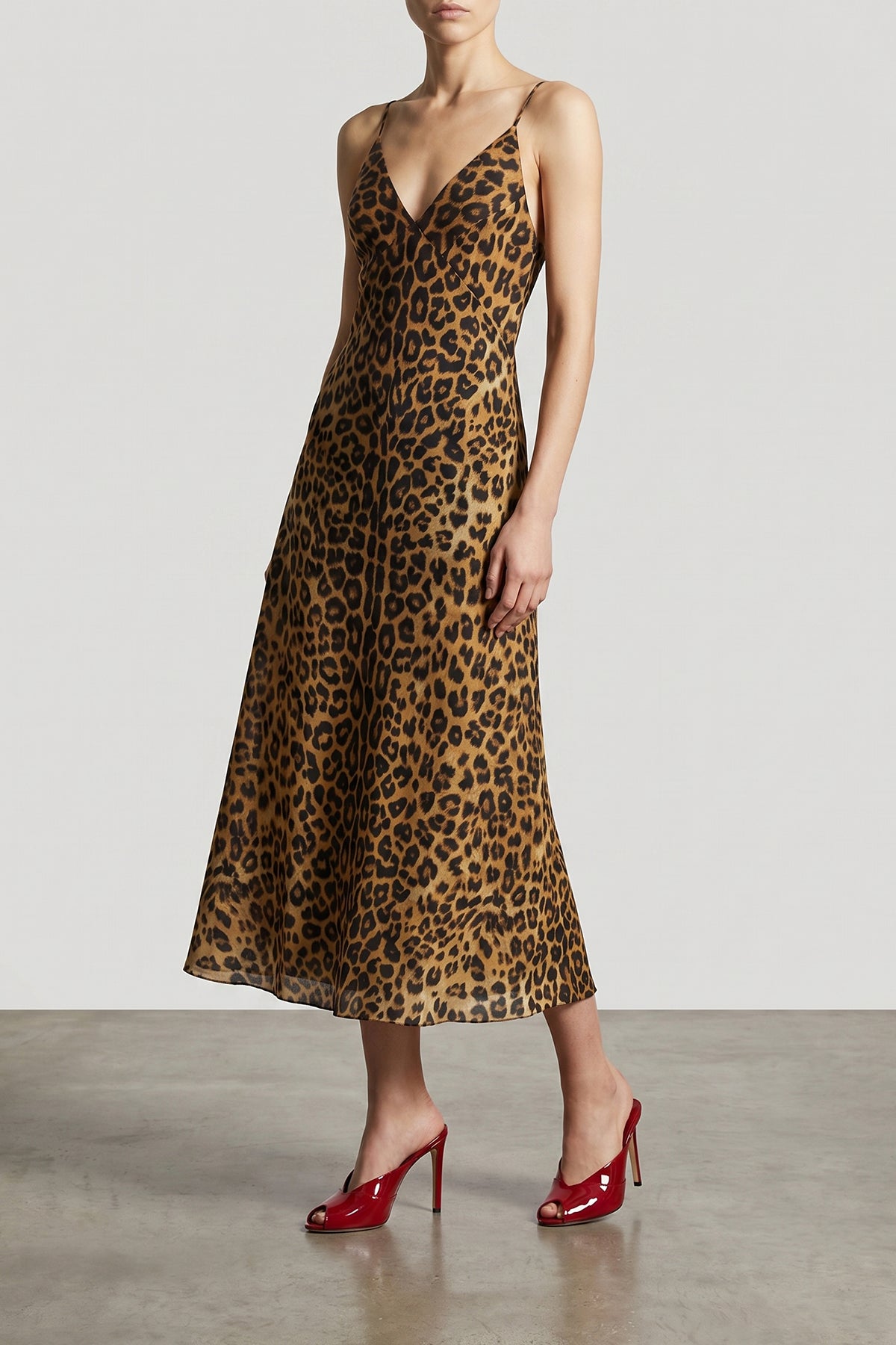 all-over leopard-print silk organza long dress