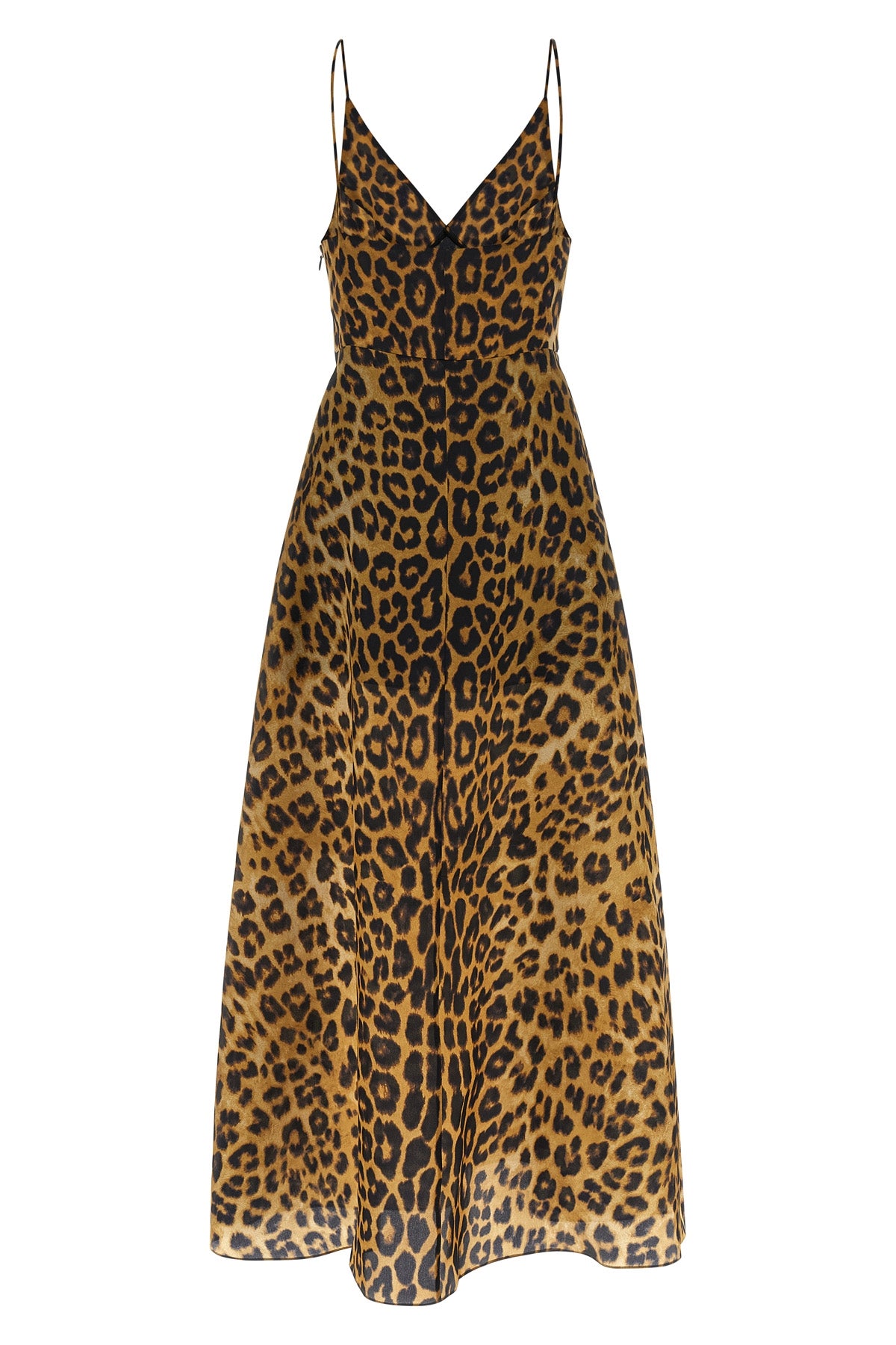 all-over leopard-print silk organza long dress