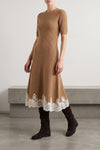 the alberta ferretti midi dress stands out for its sophisticated ribbed knit wor