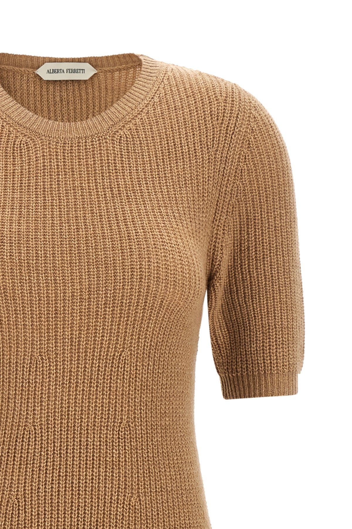 the alberta ferretti midi dress stands out for its sophisticated ribbed knit wor