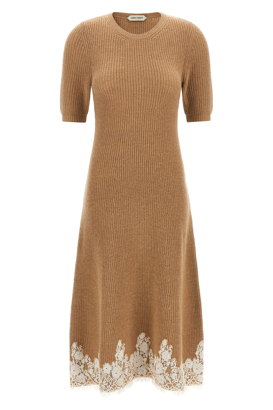 ALBERTA FERRETTI 38 the alberta ferretti midi dress stands out for its sophisticated ribbed knit wor