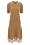the alberta ferretti midi dress stands out for its sophisticated ribbed knit wor