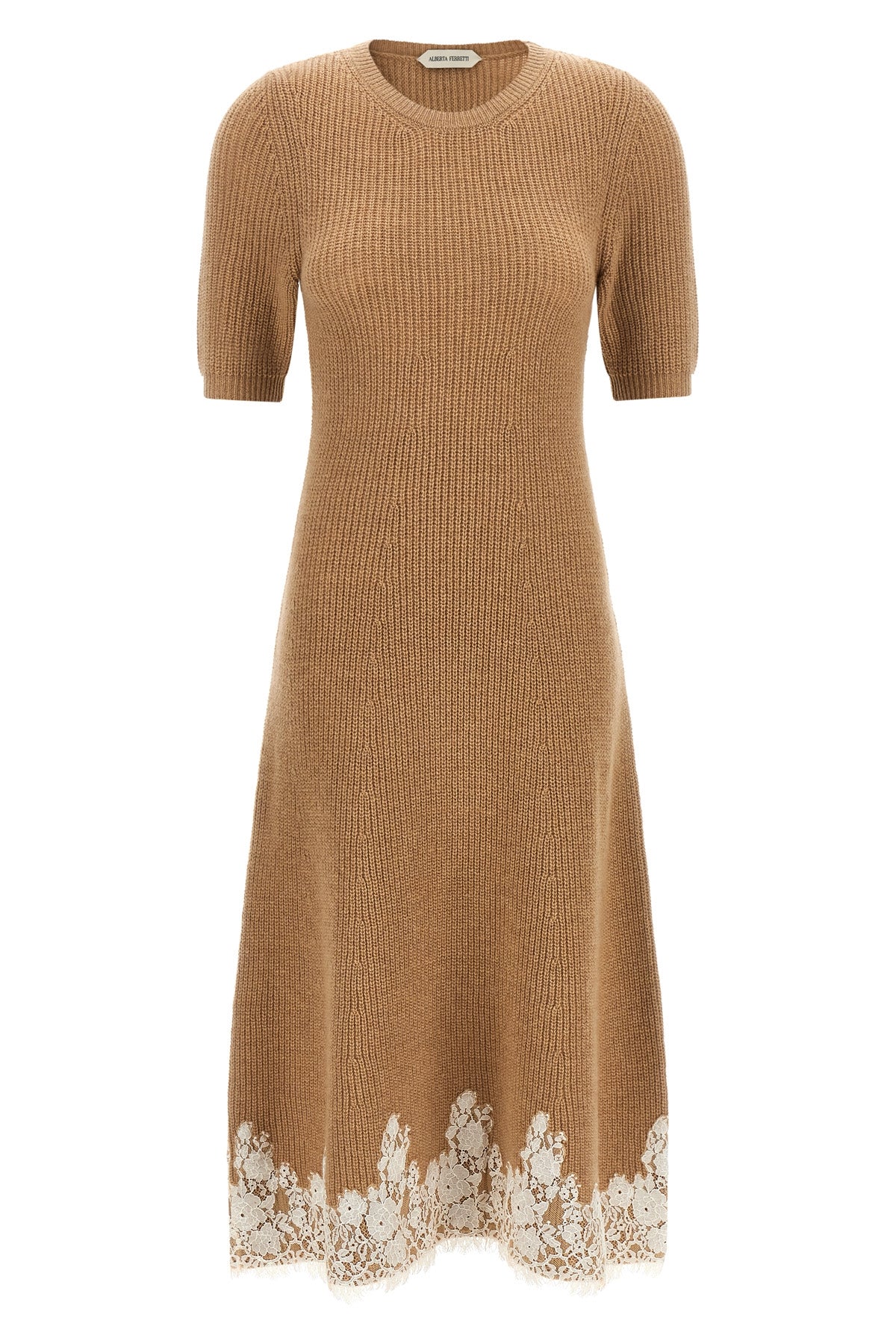 the alberta ferretti midi dress stands out for its sophisticated ribbed knit wor