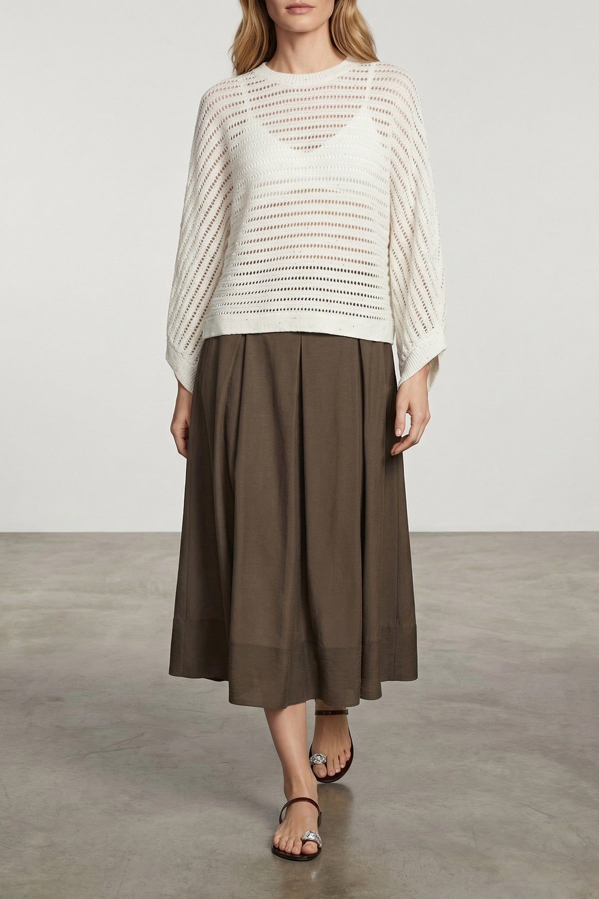 midi skirt in fluid fabric