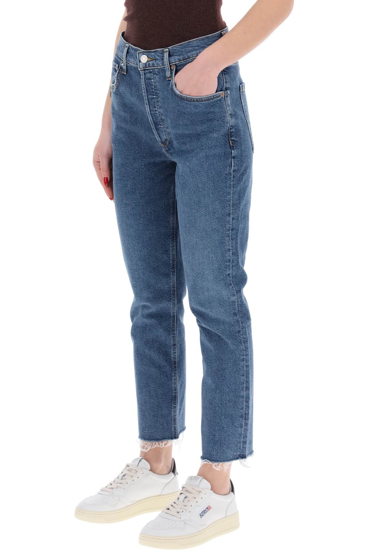 high-waisted straight cropped jeans in the