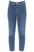 high-waisted straight cropped jeans in the