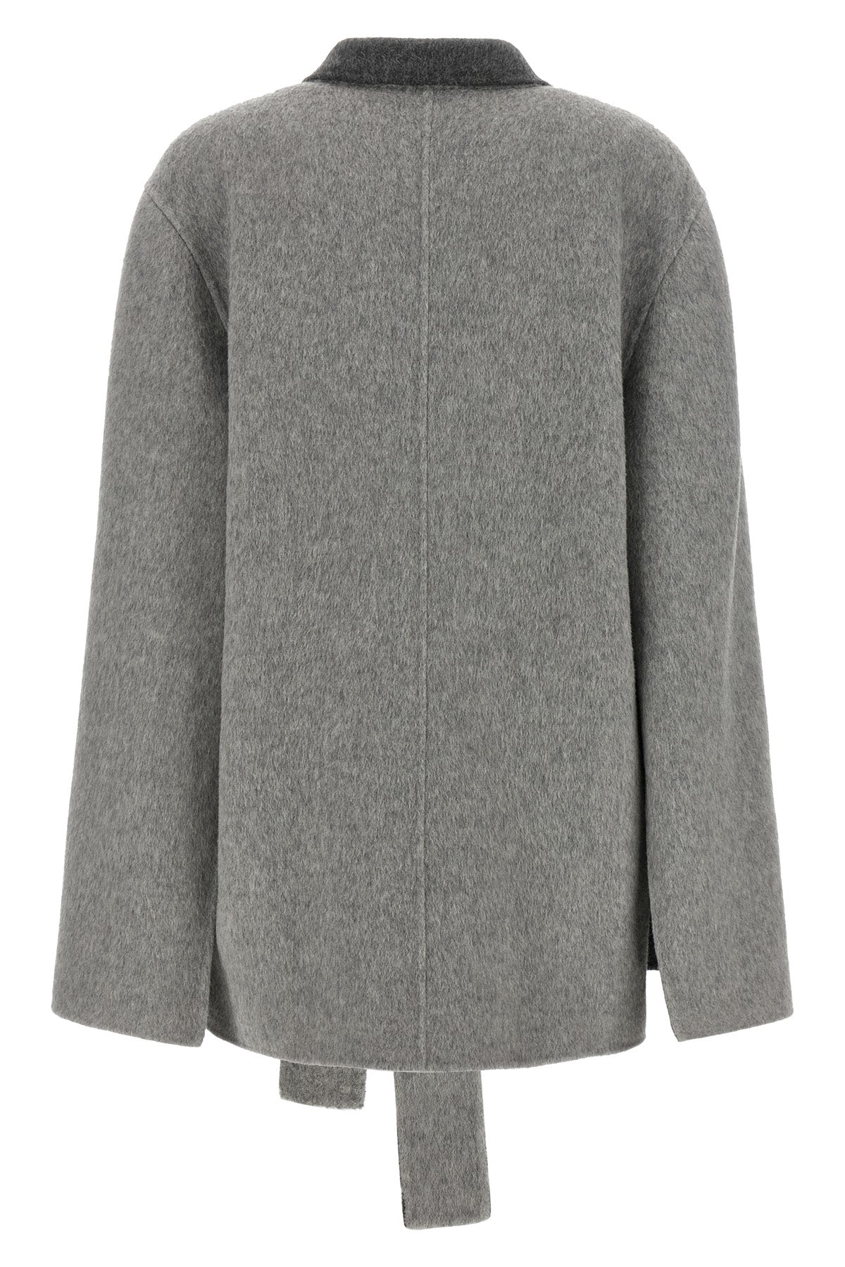 the alberta ferretti cape cardigan redefines the volumes of the outerwear throug