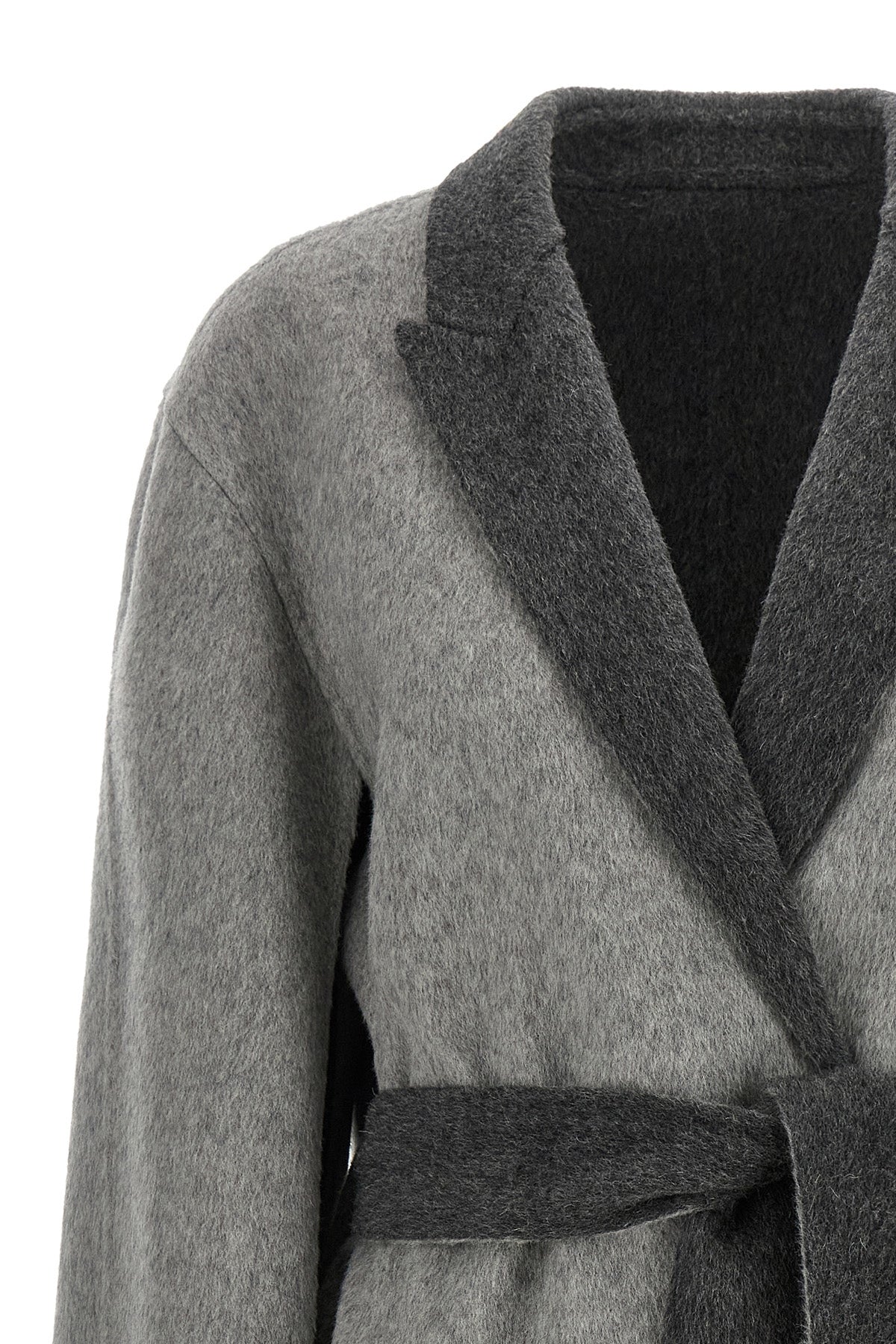 the alberta ferretti cape cardigan redefines the volumes of the outerwear throug