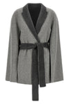 the alberta ferretti cape cardigan redefines the volumes of the outerwear throug
