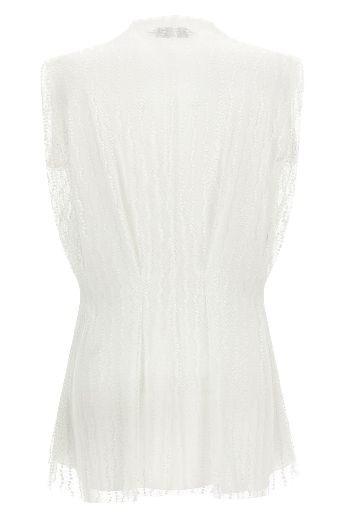 the alberta ferretti tulle top stands out for its ethereal and asymmetrical silh