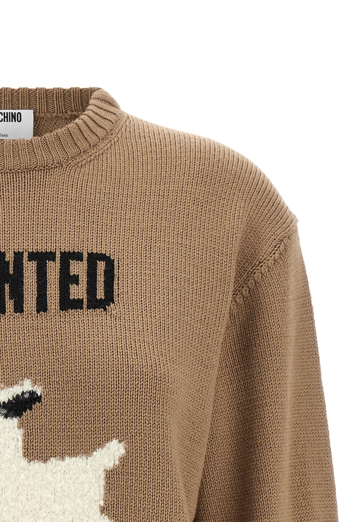 the moschino jersey redefines luxury knitwear through an ironic and sophisticate