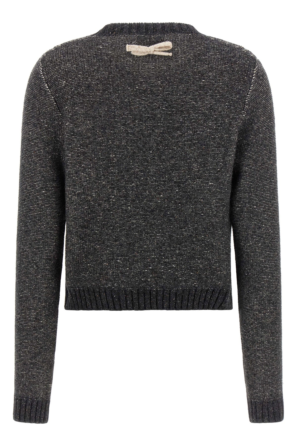 moschinos sweater redefines classic knitwear through an elaborate contrast work