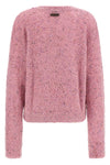 the moschino teddy bear jersey stands out for a complex bouclé workmanship that