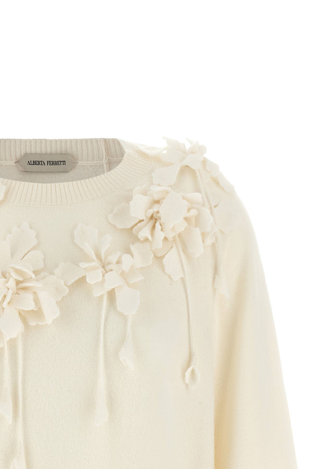 the alberta ferretti sweater in pure virgin wool is distinguished by a relaxed s