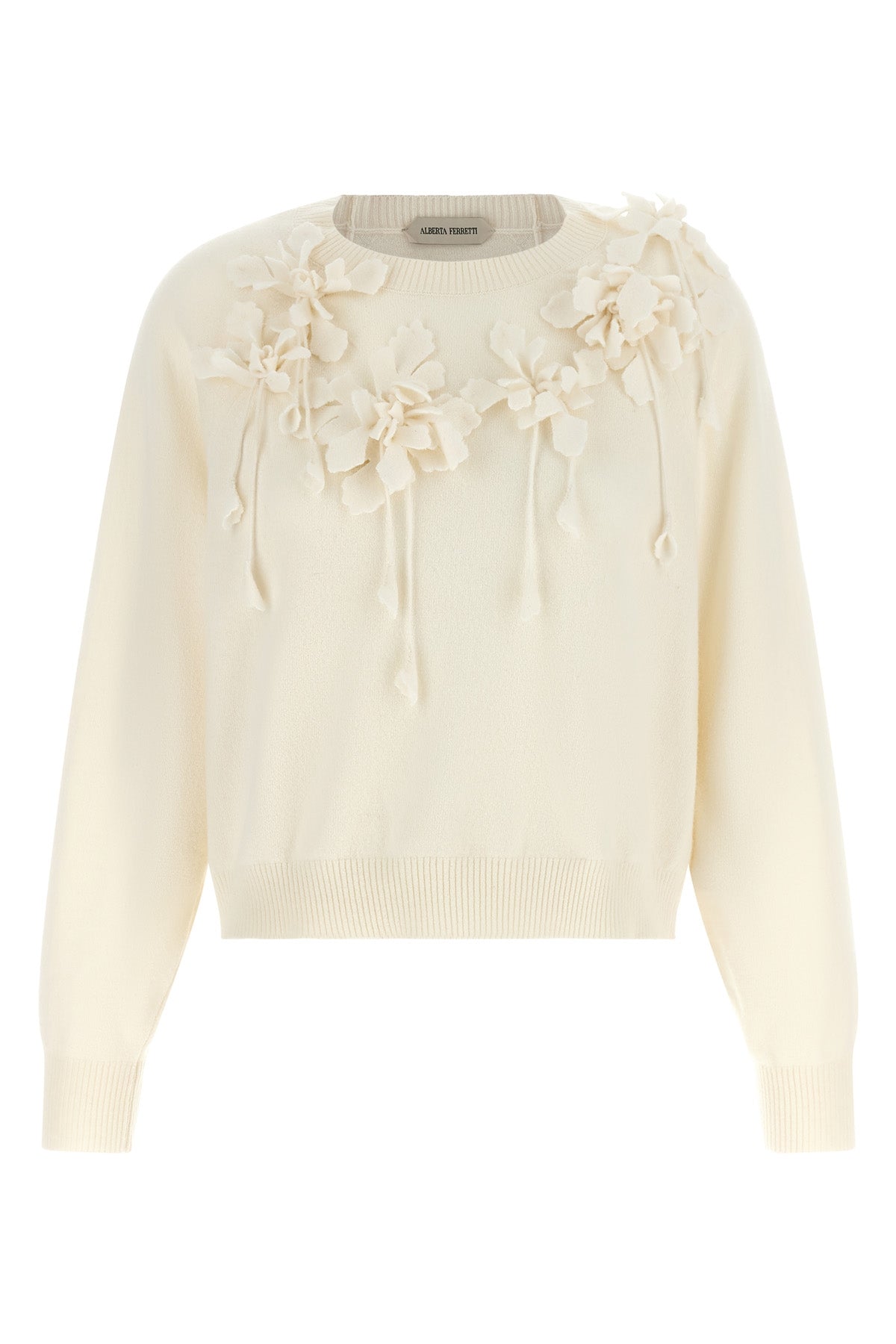 the alberta ferretti sweater in pure virgin wool is distinguished by a relaxed s