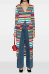 long striped stretch viscose cardigan