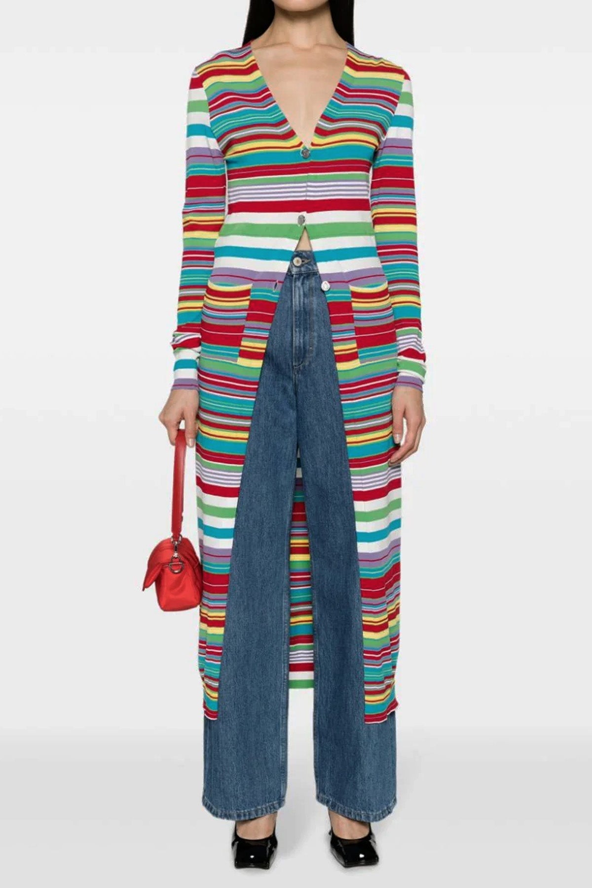 long striped stretch viscose cardigan