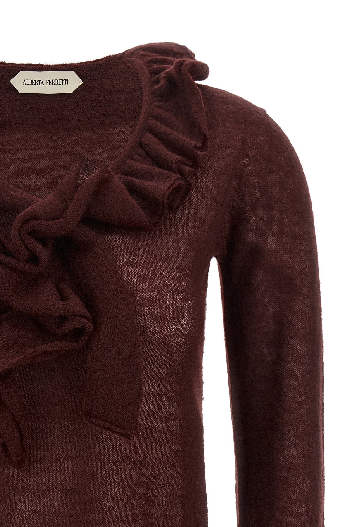 the alberta ferretti mohair blend cropped sweater stands out for its fluid silho