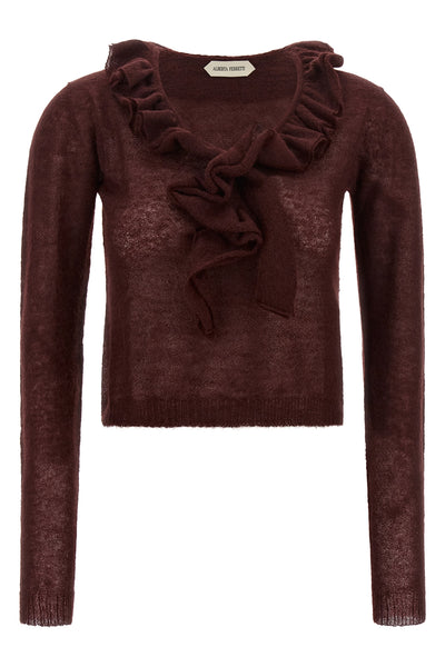 the alberta ferretti mohair blend cropped sweater stands out for its fluid silho
