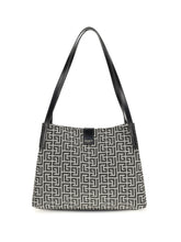 BALMAIN OS jacquard and leather tote bag