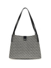 jacquard and leather tote bag