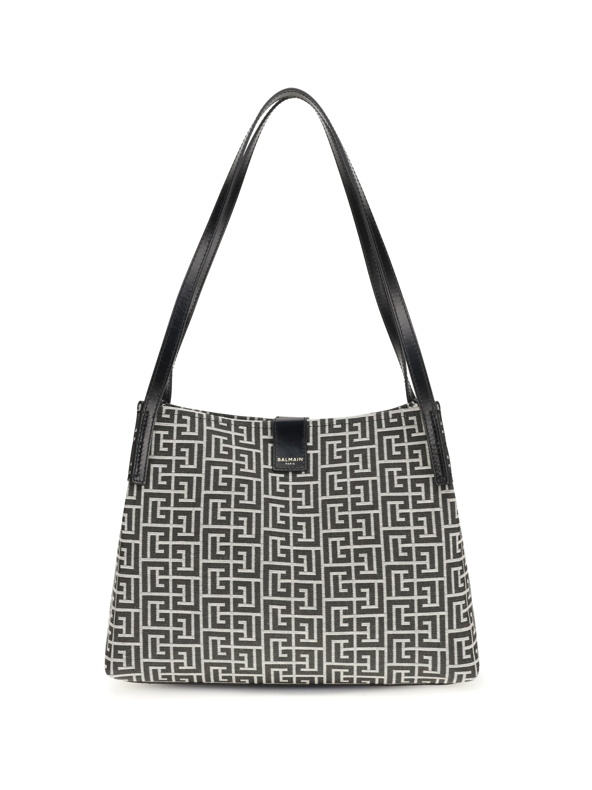 jacquard and leather tote bag