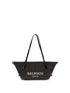 BALMAIN OS calfskin and raffia track shoulder bag