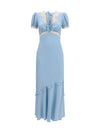 midi dress in viscose and lace