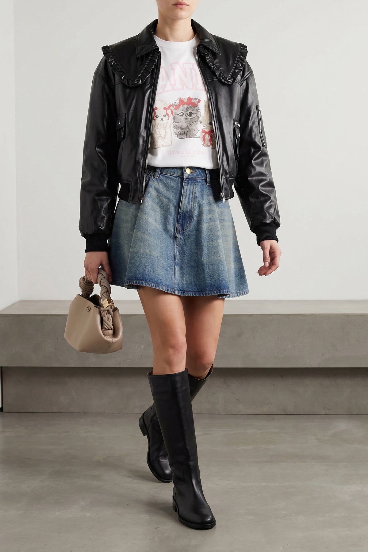 7093 future bomber jacket in shiny leather-effect fabric