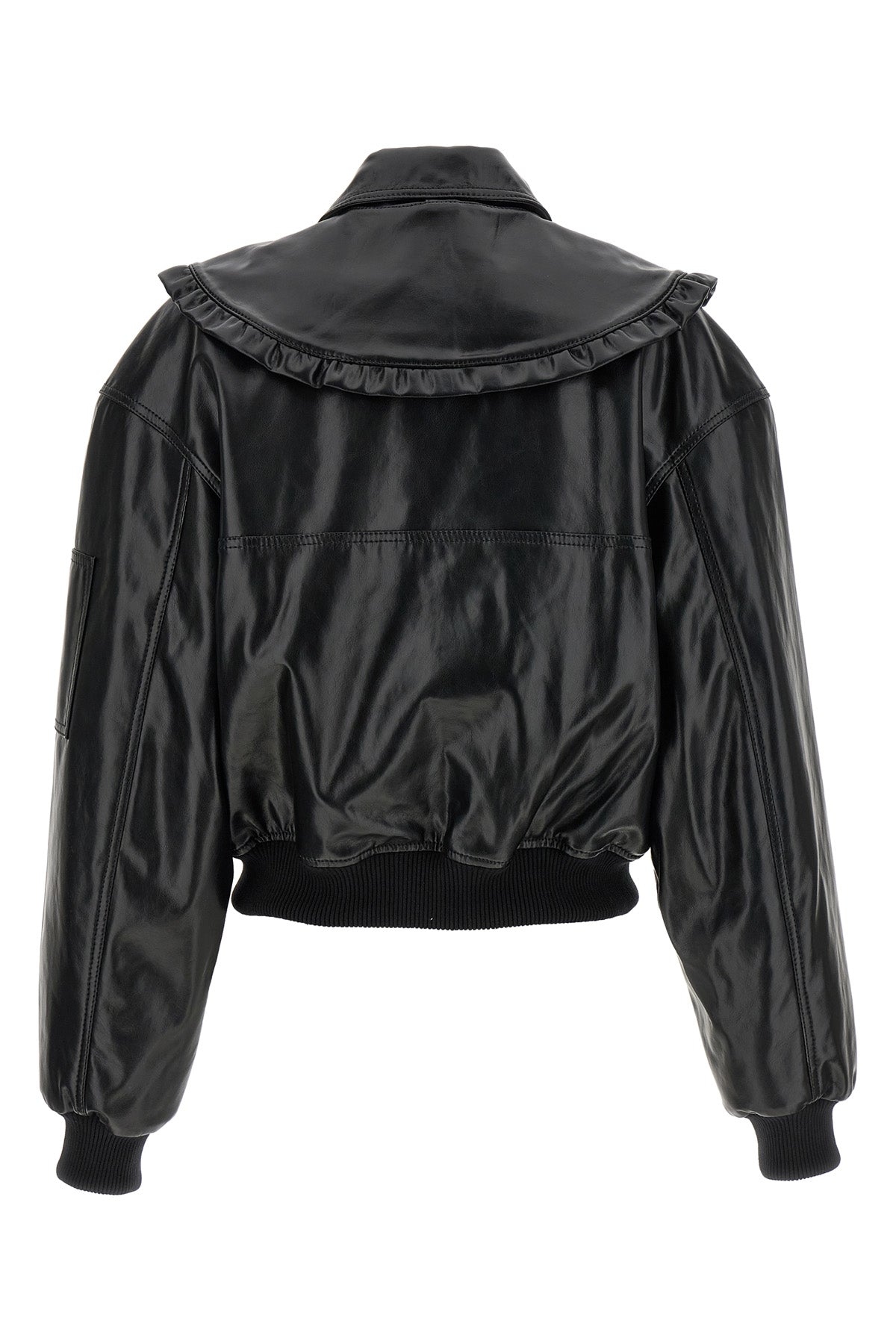 7093 future bomber jacket in shiny leather-effect fabric
