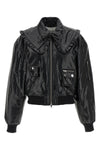 7093 future bomber jacket in shiny leather-effect fabric