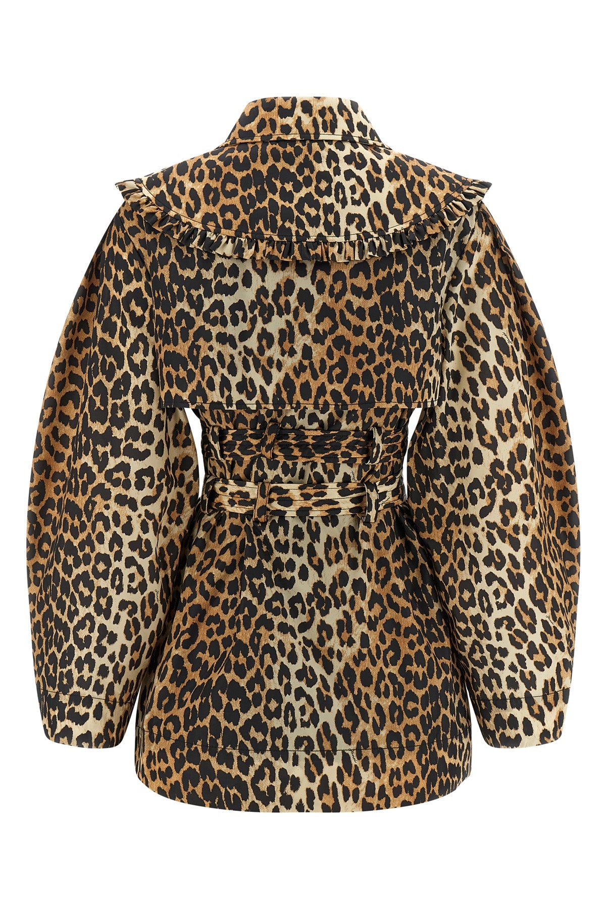 leopard duchesse nylon short water-repellent leopard duchesse nylon trench coa