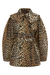 leopard duchesse nylon short water-repellent leopard duchesse nylon trench coa