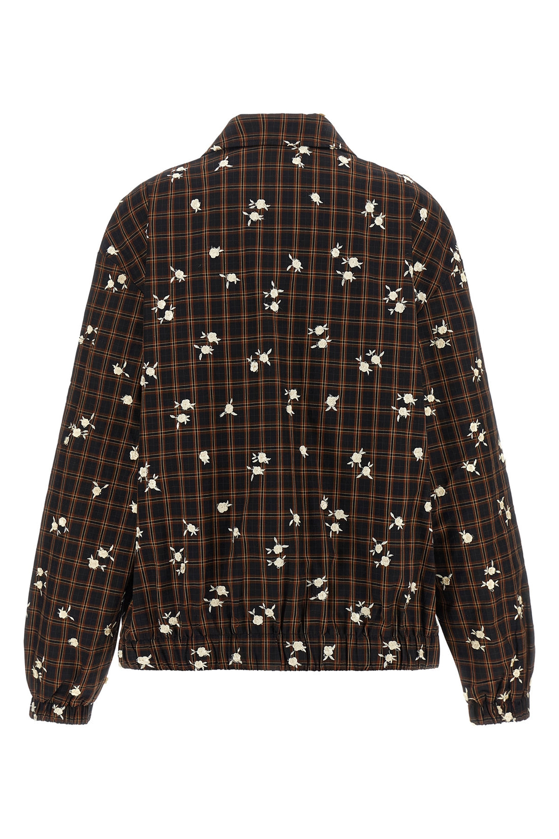 GANNI M-L the check flower ganni bomber jacket redefines the codes of outerwear through