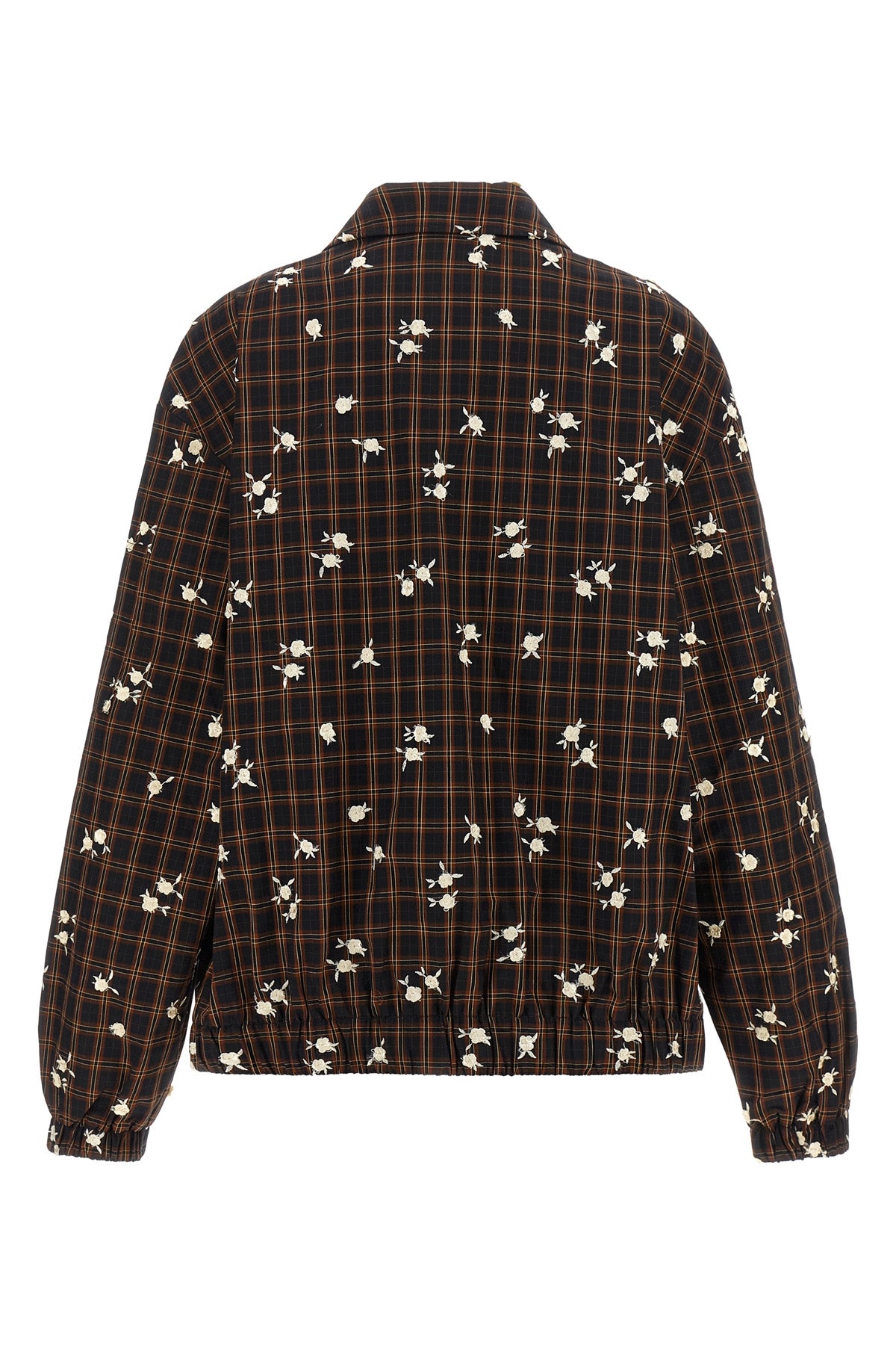 the check flower ganni bomber jacket redefines the codes of outerwear through