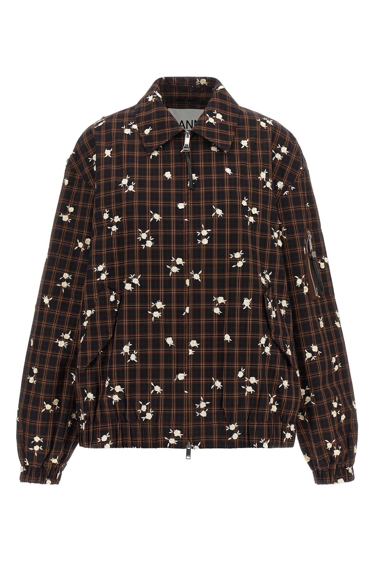 the check flower ganni bomber jacket redefines the codes of outerwear through