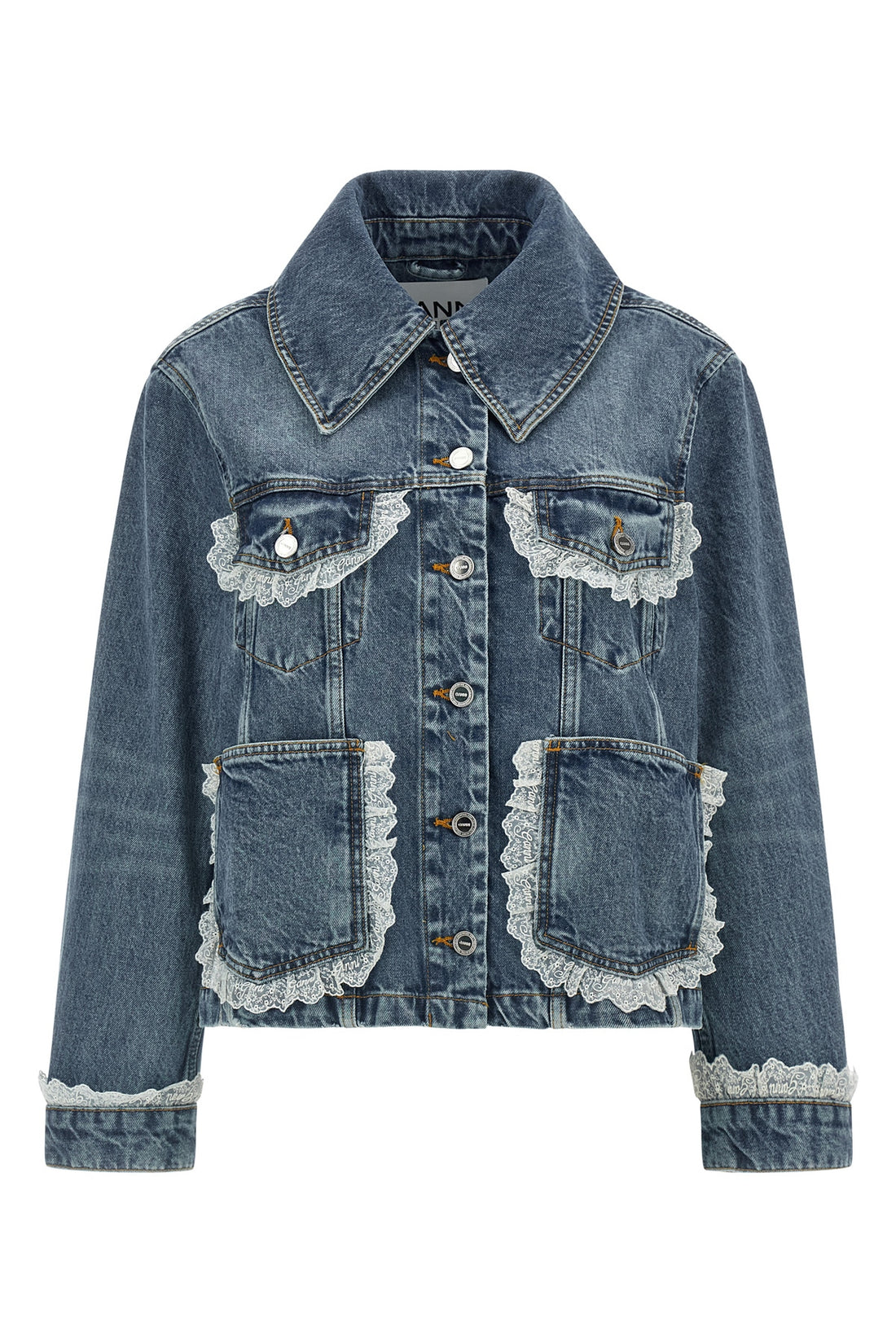 GANNI 34 the denim jacket ganni redefines the codes of casual dress through a structured