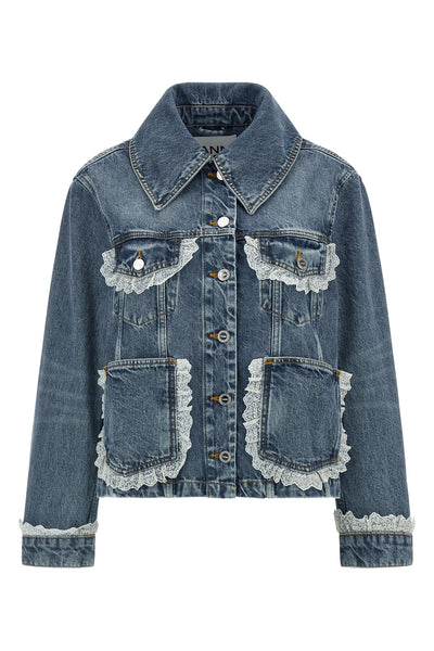 the denim jacket ganni redefines the codes of casual dress through a structured