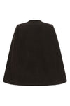 the ganni cape redefines the volumes of the outerwear through a flared and envel