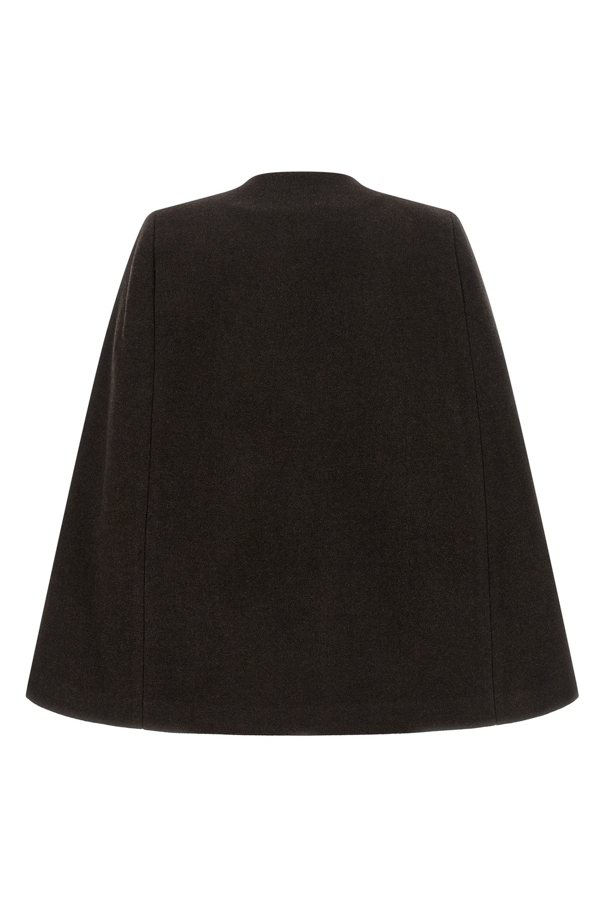 the ganni cape redefines the volumes of the outerwear through a flared and envel