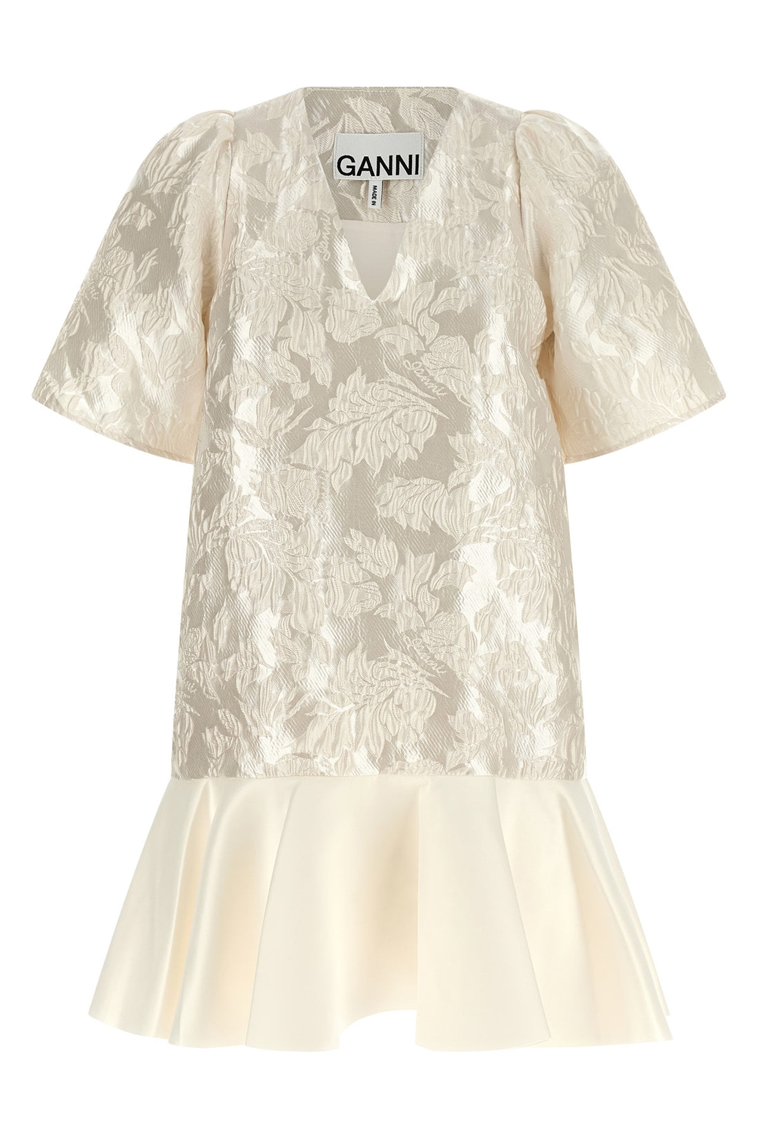 GANNI 38 satin cloque jacquard mini dress