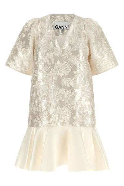 satin cloque jacquard mini dress