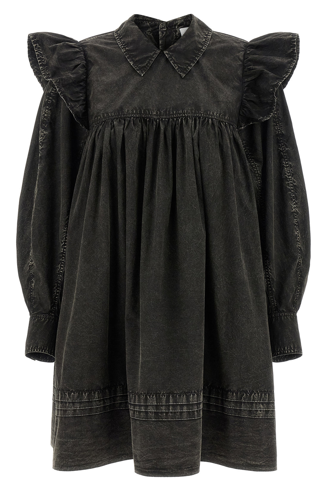 GANNI 34 black washed mini shirt cotton dress