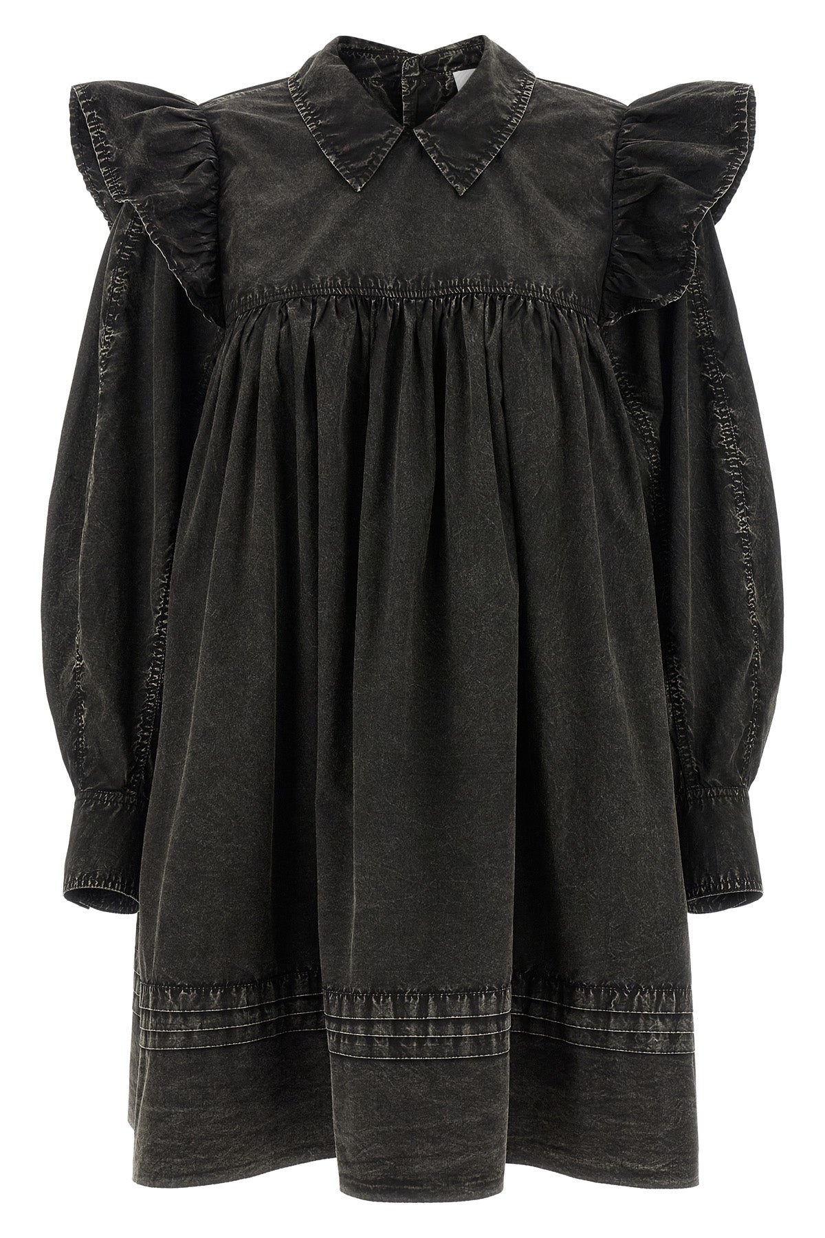 black washed mini shirt cotton dress
