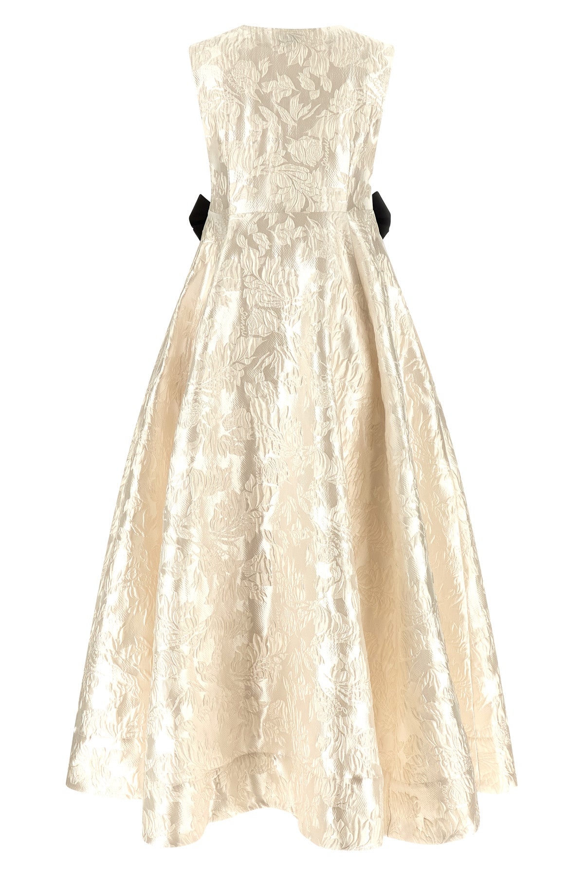 cloque v-neck maxi dress in brocade jacquard fabric