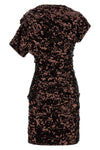 brown sequins mini dress in fabric covered